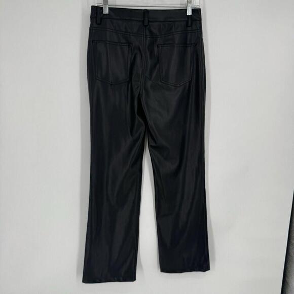 Staud pants womens 8 black faux leather chisel straight leg party designer work - Picture 6 of 7
